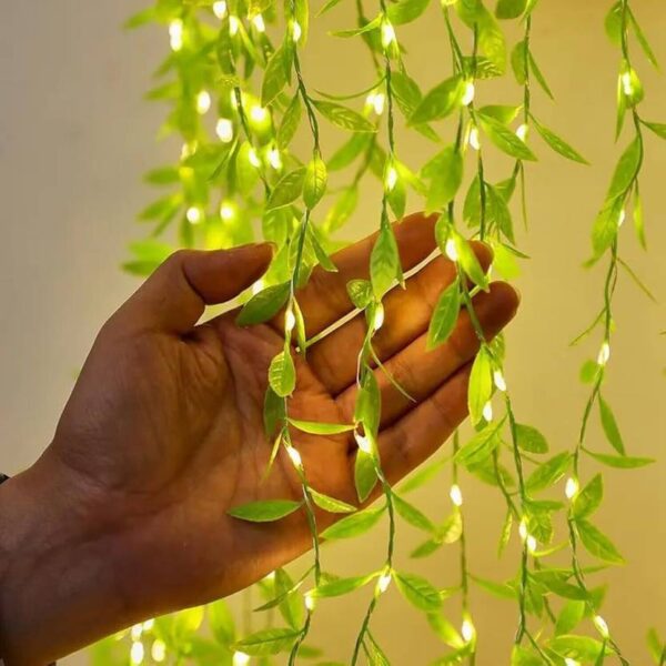 Artificial Leaf Curtain Lights – 200 LED Warm White