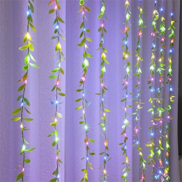 Artificial Leaf Curtain Lights – 200 LED Warm White