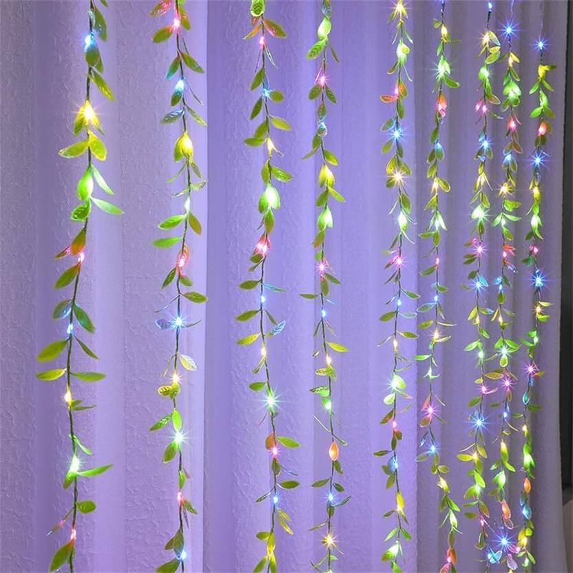 Artificial Leaf Curtain Lights – 200 LED Warm White