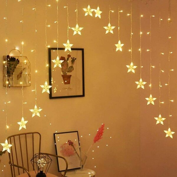 Welcome Curtain Lights – 138 LED, 16 Stars, Warm White