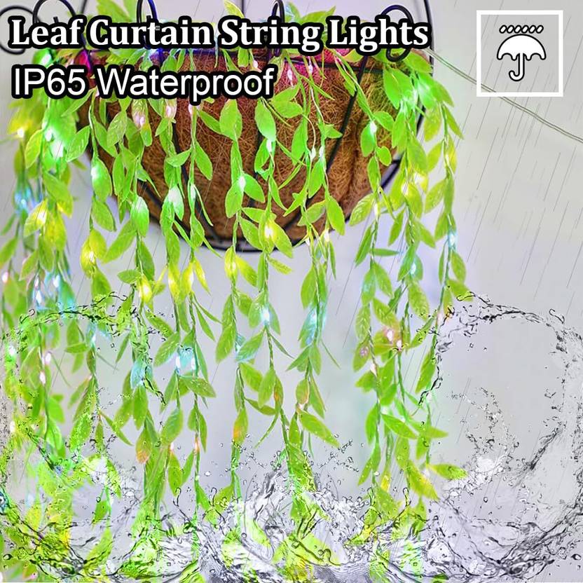 Artificial Leaf Curtain Lights – 200 LED Warm White - Image 2