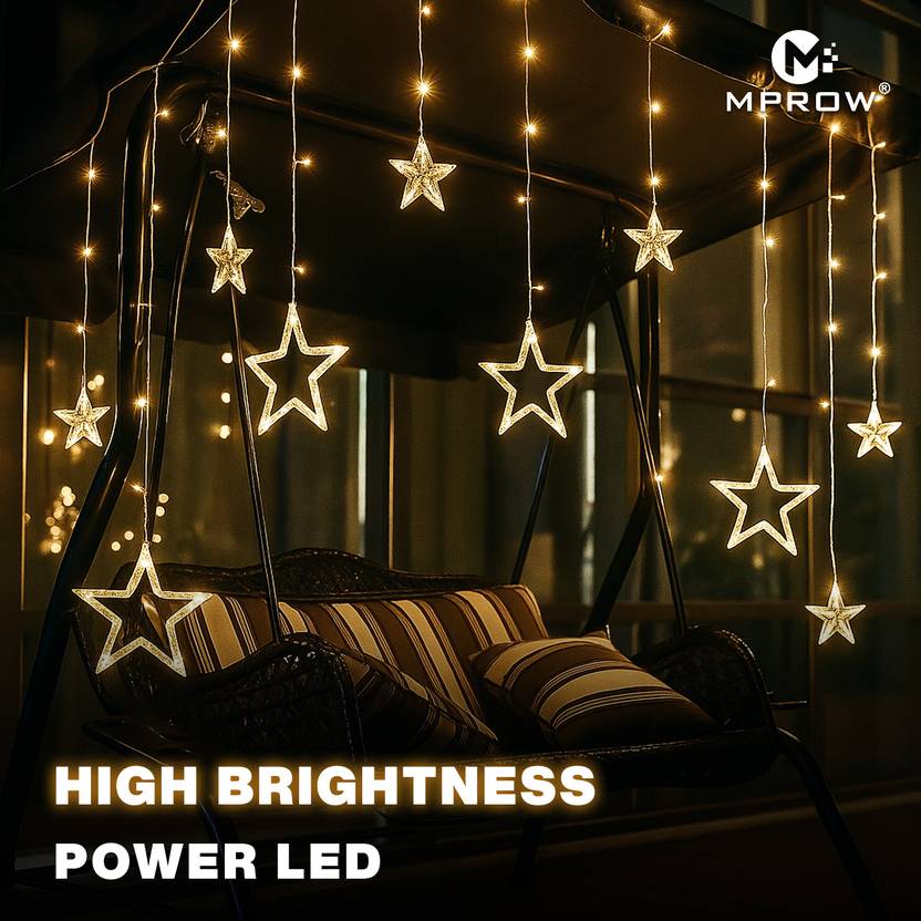 Star Curtain Lights – 138 LED Warm White, 12 Stars - Image 3