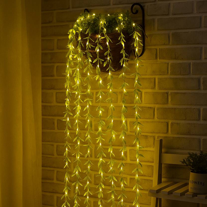 Artificial Leaf Curtain Lights – 200 LED Warm White - Image 4
