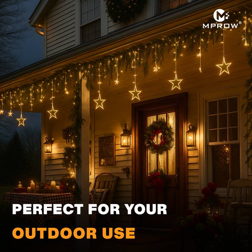 Star Curtain Lights – 138 LED Warm White, 12 Stars - Image 4