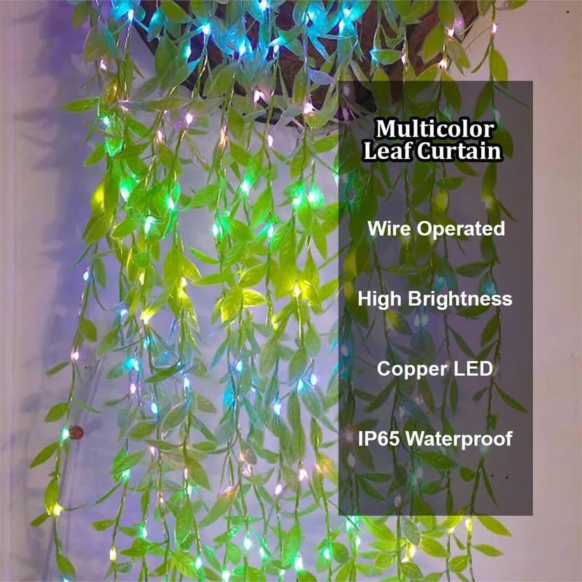 Artificial Leaf Curtain Lights – 200 LED Warm White - Image 3