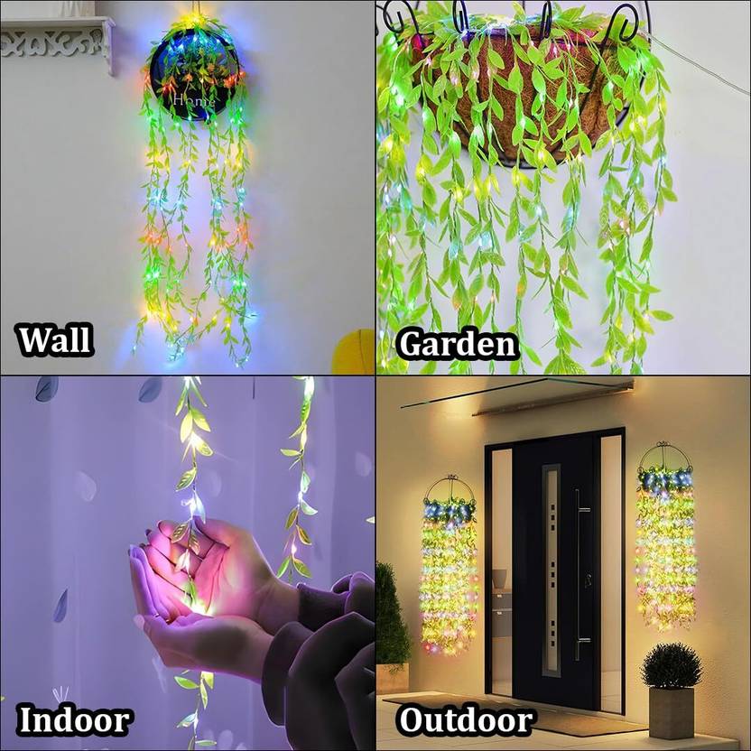 Artificial Leaf Curtain Lights – 200 LED Warm White - Image 5
