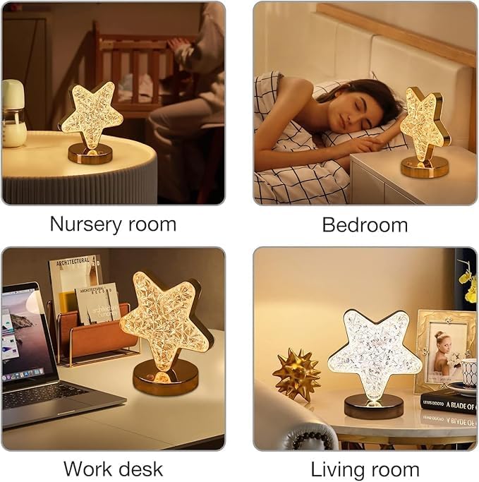 Gold Star Crystal LED Table Lamp – 3 Color Light - Image 6