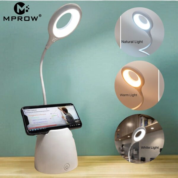Rechargeable LED Study Lamp with Pen Stand & Mobile Holder