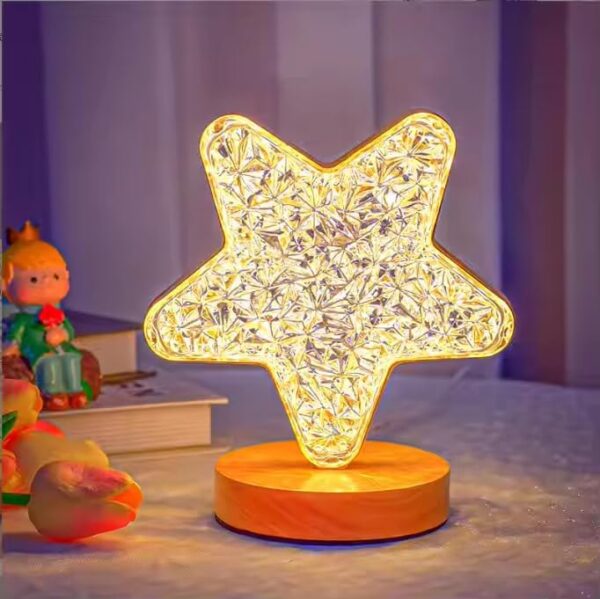Gold Star Crystal LED Table Lamp – 3 Color Light