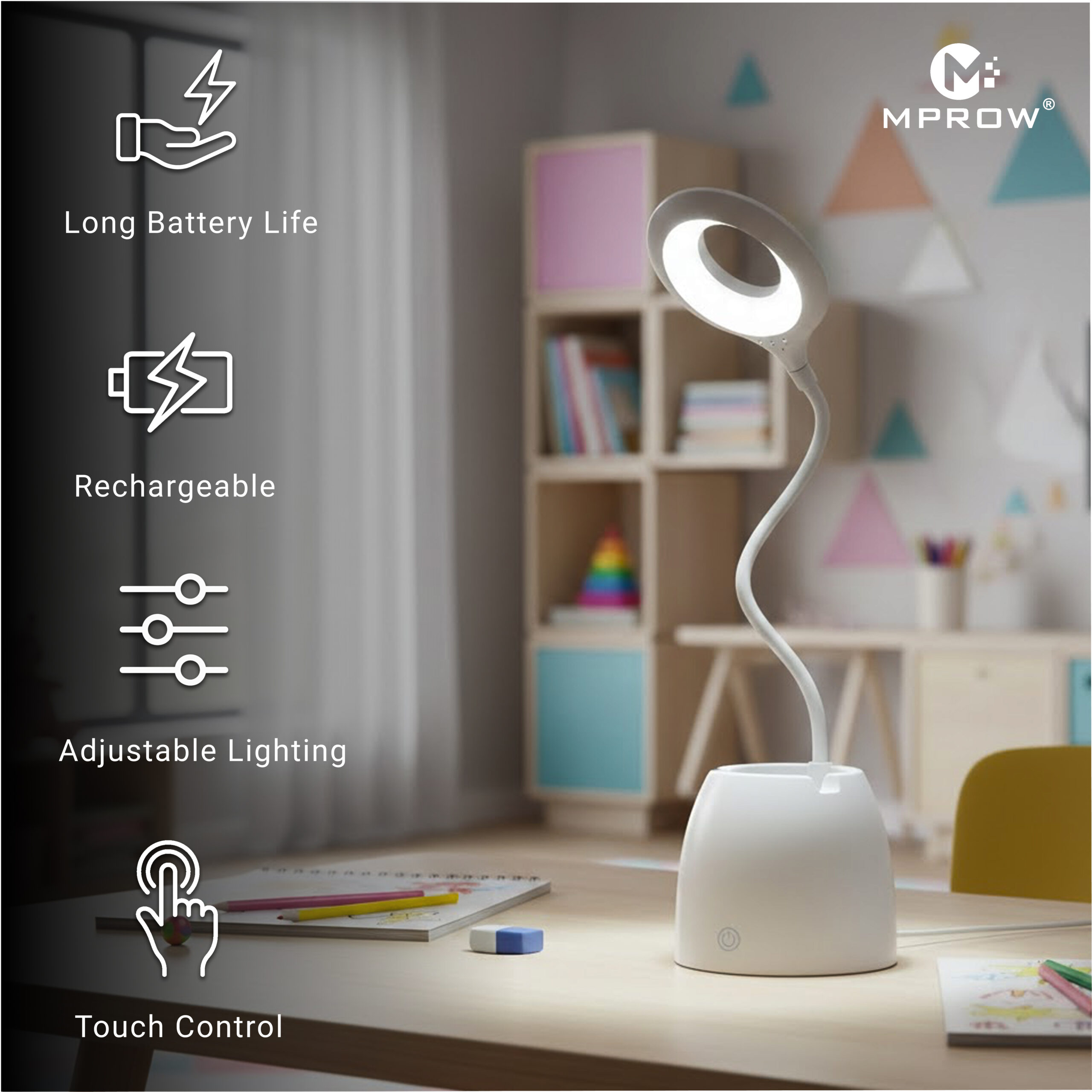 Rechargeable LED Study Lamp with Pen Stand & Mobile Holder - Image 4