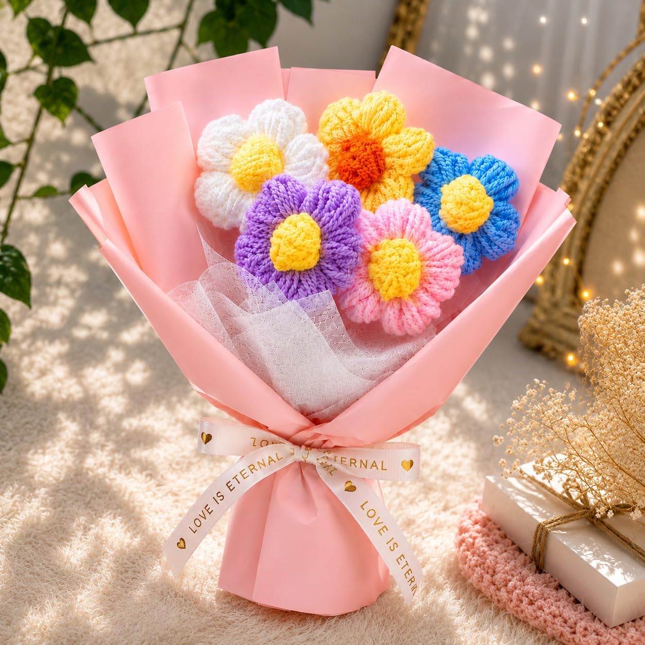 Handmade Crochet Flower Bouquet – Multi-Color Gift