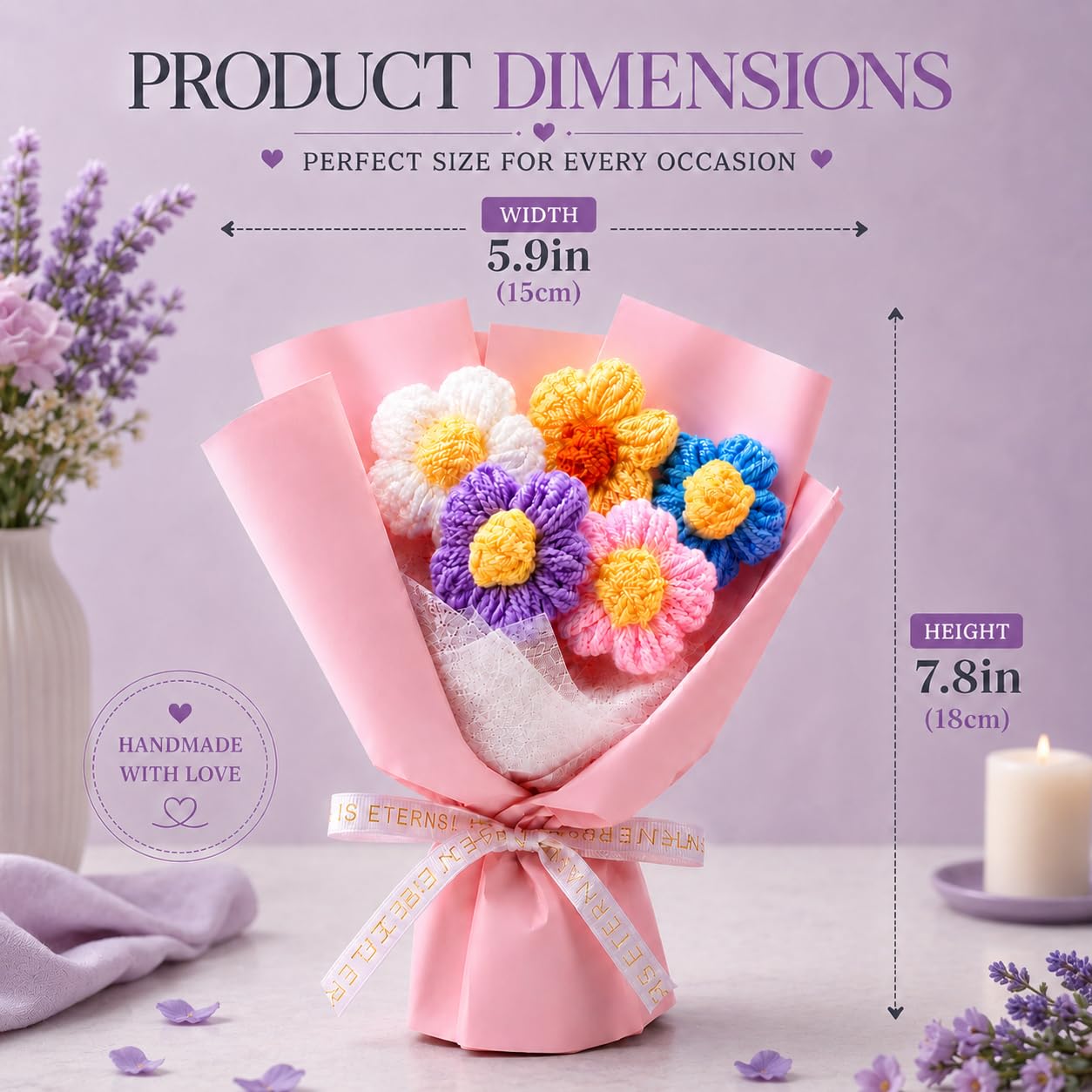 Handmade Crochet Flower Bouquet – Multi-Color Gift - Image 5