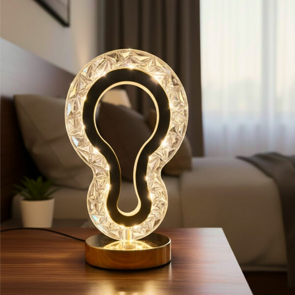 Luxury Crystal LED Table Lamp – Gold Base