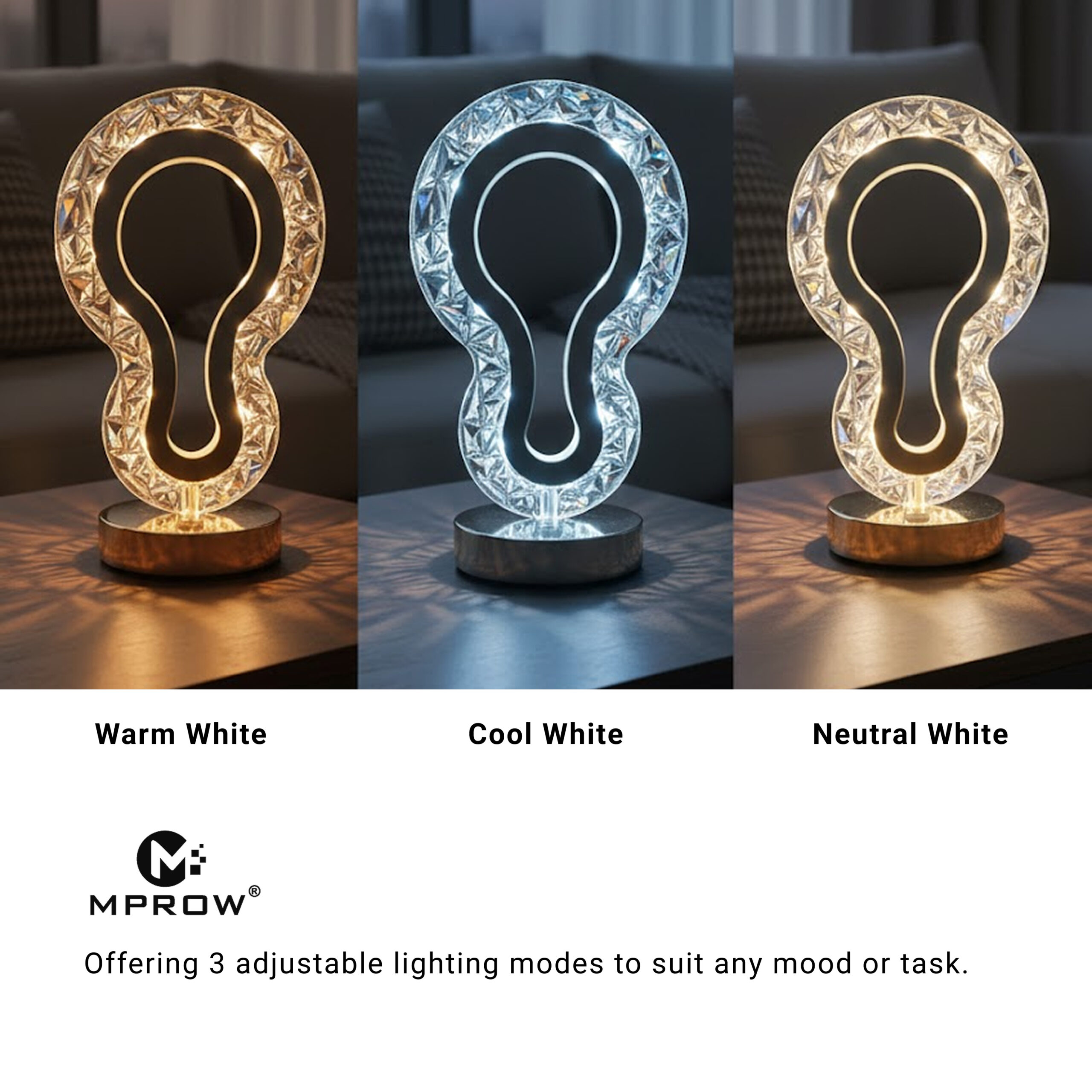 Luxury Crystal LED Table Lamp – Gold Base - Image 3