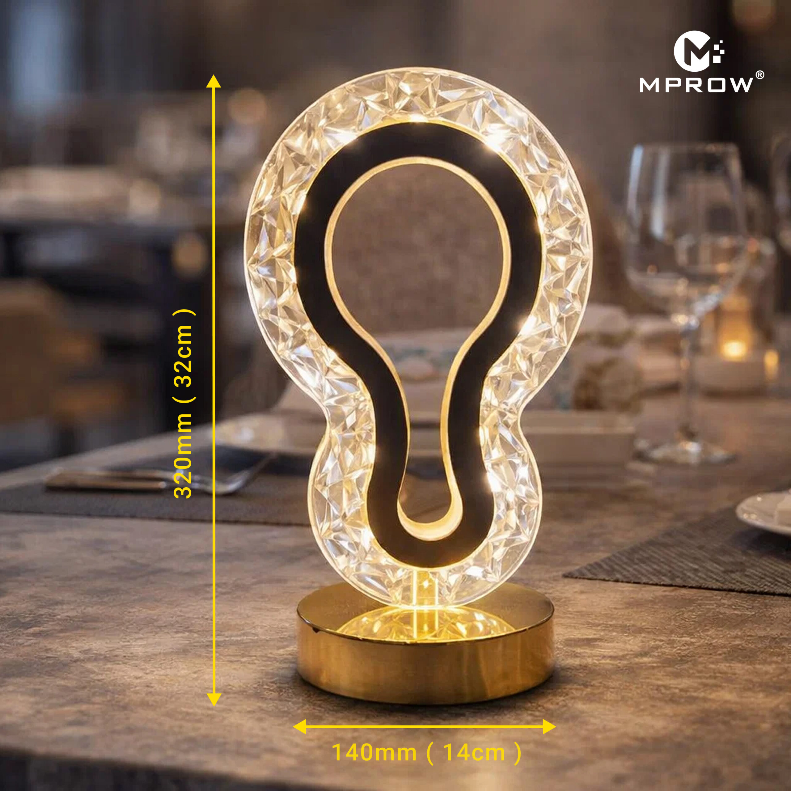 Luxury Crystal LED Table Lamp – Gold Base - Image 4