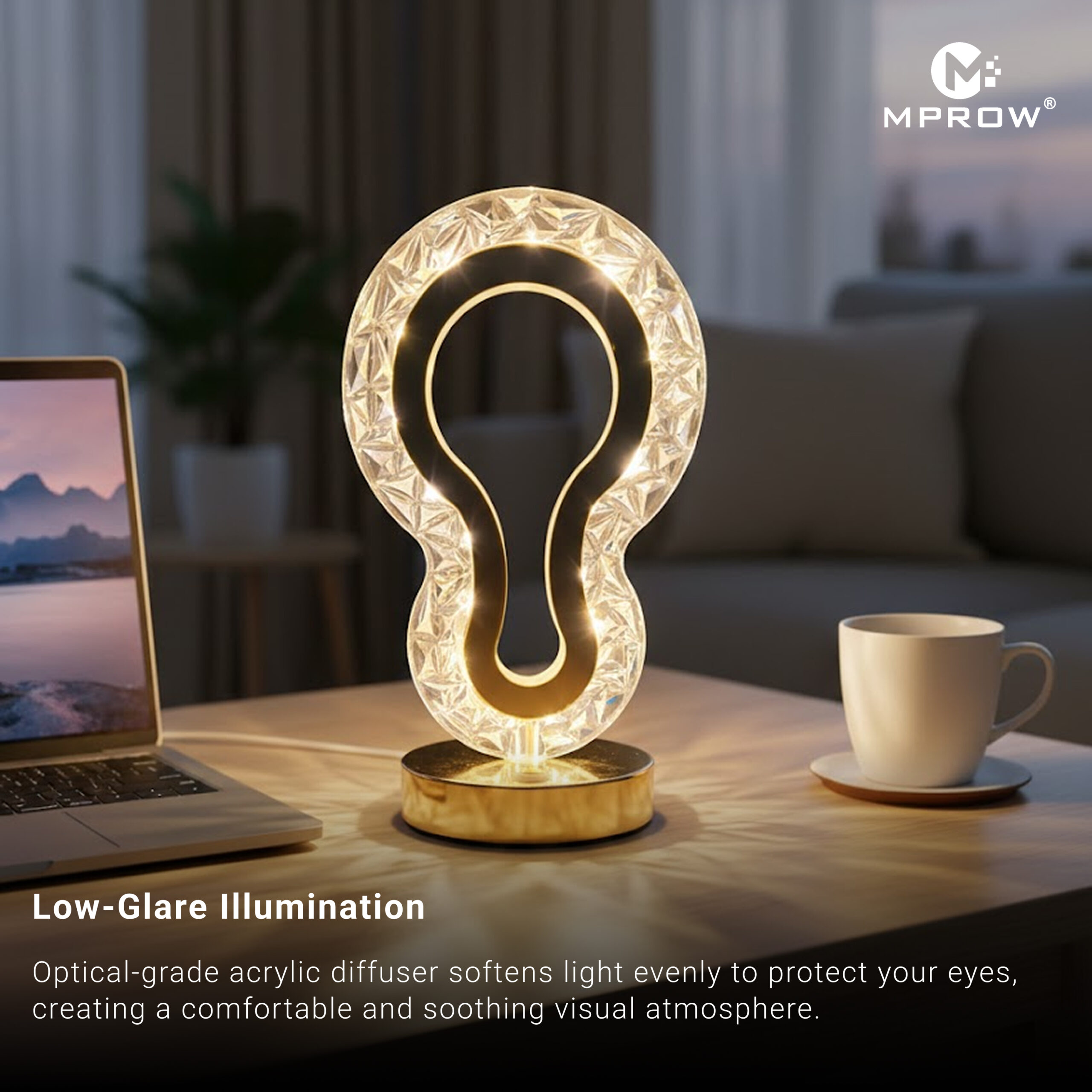 Luxury Crystal LED Table Lamp – Gold Base - Image 6