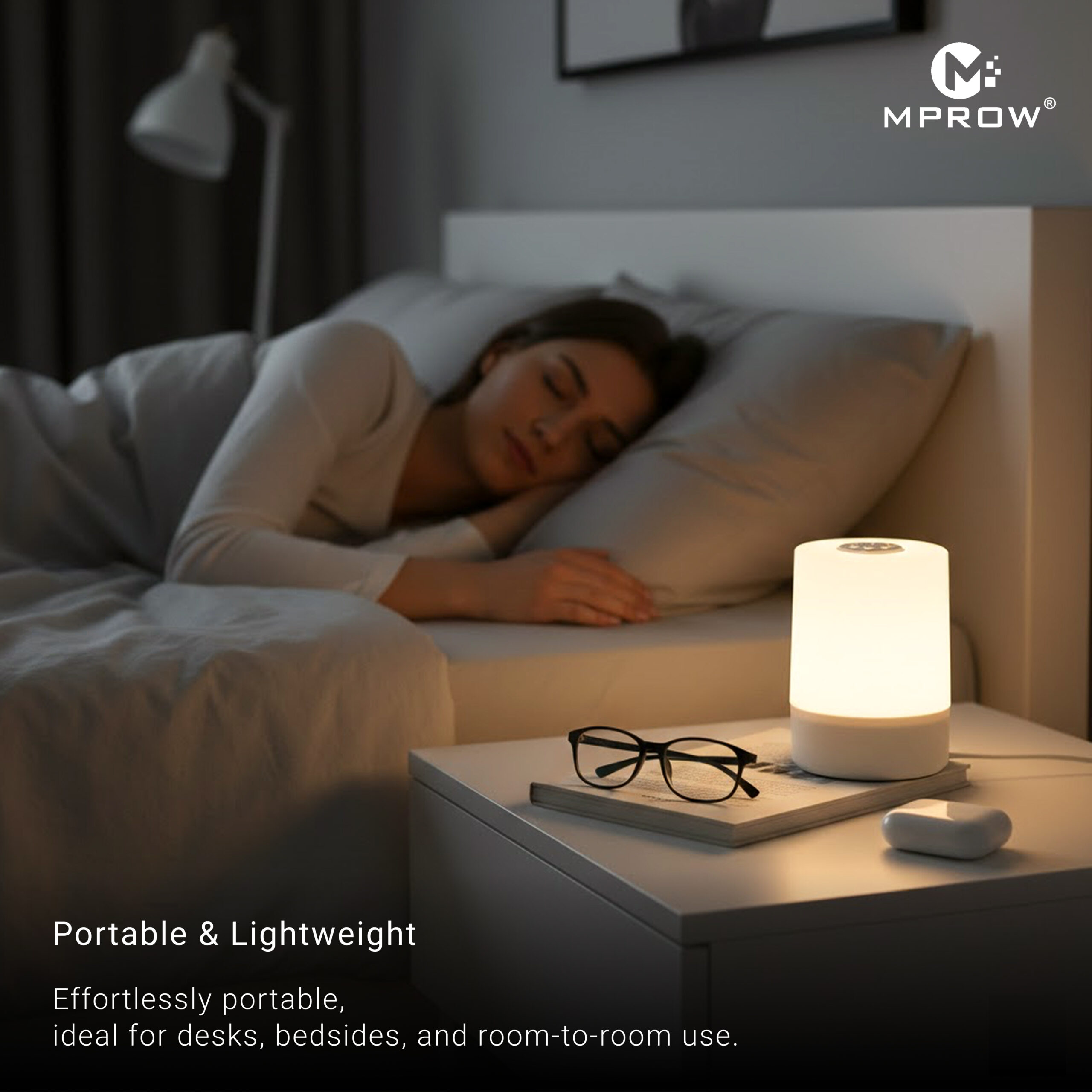 Modern Cylindrical LED Study Lamp – White. - Image 4