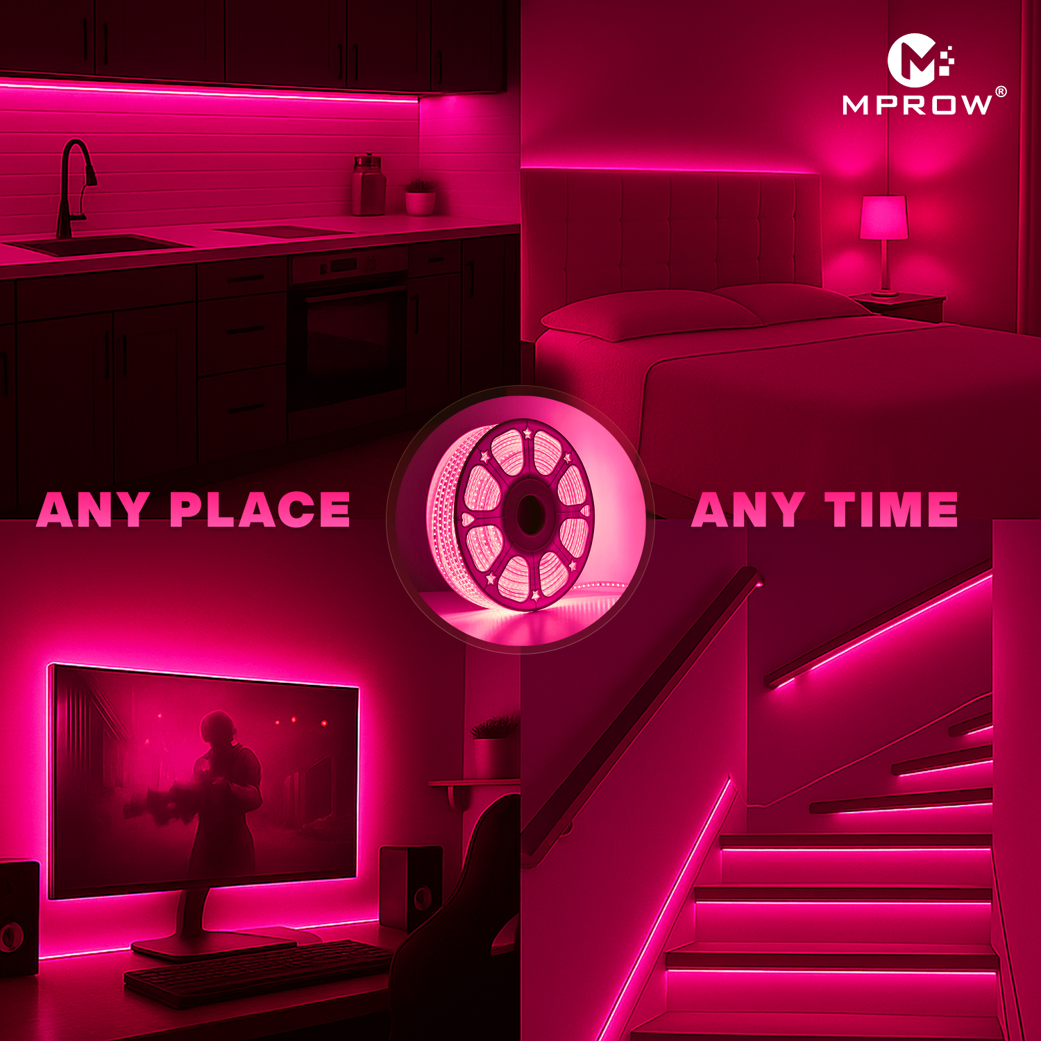 10M LED Rope Light | 120 LEDs/M | Pink - Image 5