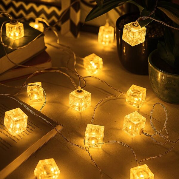 14LED Warm White Cube LED String Lights – Decorative Fairy Lights